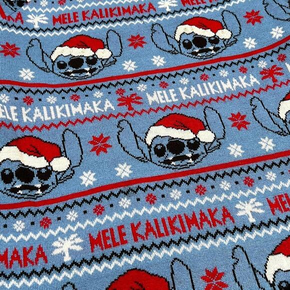 ★ Disney Stitch Mele Kalikimaka Knitted Hawaiian Themed Ugly Christmas Sweater ★ - Picture 2 of 7
